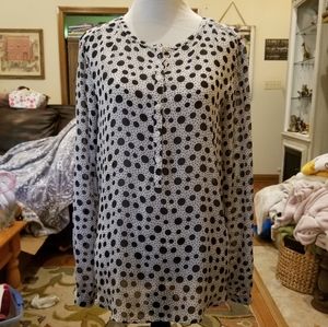 Loft Women's Half Button Up Sheer Blouse